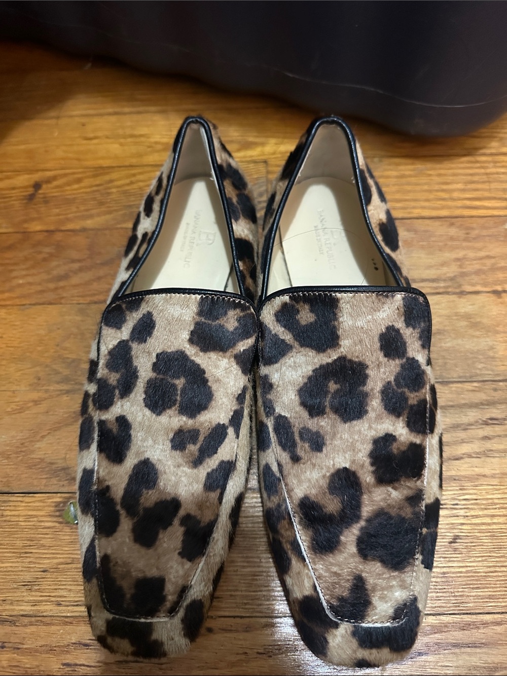 Banana Republic Leopard Print Haircalf Loafers - Brown/Black